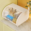 White Bread Box w/Roll Top Lid, Farmhouse Vintage Countertop Bread Bin, Large Bread Box for Kitchen Counter, Bread Storage Containers Acrylic Corner Bread Boxes