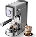 Crzoe 20 Bar Expresso Coffee Machines, Compact 1350W Espresso Machine with Milk Frother, Stainless Steel Cappuccino Machine with Fast Heating System, 1.2L Removable Water Tank, for Home&Office