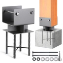 2Pack 8"x8"(Actual 7.5"x7.5") Wooden Post Base for Concrete, U-Shape Fence Post Holder Bracket Bracket Black, Wet Set Concrete Post Anchor Stainless Steel