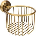 Vintage Bronze Wall Mounted Toilet Paper Holder – Antique Brass Bathroom Accessories Tissue Dispenser with Stable Metal Stand, Wire Basket Storage Rack - for Roll with Diameter <5inch Only