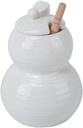 Ciieeo 1pc Ceramic Honey Pot Spoon Food Storage Jar for Honey Syrups and Dry Foods Elegant White Design for Kitchen and Home Use