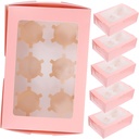 6Pcs Cupcake Boxes Paper Bakery Containers for Treats for Muffins and Donuts Simple Design for Sharing and Gifting Portable Pack for Parties