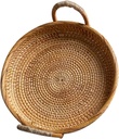 Zerodeko Fruit Basket for Kitchen Rattan Storage Basket Round Serving Tray Smooth Edges