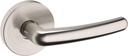 Baldwin 5165.RDM 5165 Right Handed Non-Turning One-Sided Dummy Door Lever with 5046 Rose from The Estate Collection - Lifetime Satin Nickel