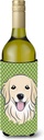 Caroline's Treasures BB1137LITERK Green Checkered Golden Retriever Wine Bottle Hugger Bottle Cooler Sleeve Hugger Machine Washable Collapsible Insulator Beverage Insulated Holder