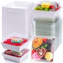 RomanticBaking 100 Pack 4x4x2.55 Inches Charcuterie Boxes with Clear Lids - Bakery, Cookies, Chocolate Covered Strawberries, Mini Cake, Pie, Cinnamon Roll Treat Boxes for Parties