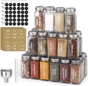 Antimbee 28 Pcs Clear Glass Spice Jars,3.5 oz Glass spice jar with 324 labels, Funnel,Chalk Pen,Shaker Lids and Airtight Metal Caps, Empty Square Spice Bottles for Spice Rack, Cabinet, Drawer