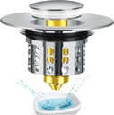 2-in-1 Drain Sink Stopper for 1-1/2''~1-2/3'' Sink Drain Strainers - Bathroom Shower Hair Drain Catcher Bath Tub Stoppers - Silver