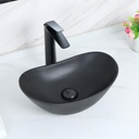 Davivy 16.9"x10.4" Matte Black Oval Vessel Sink with Pop Up Drain,Bathroom Sinks above Counter,Matte Black Ceramic Vessel Sinks,Oval Counter Top Vessel Sinks for Bathrooms