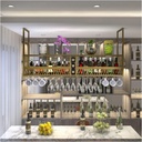 Vintage American Style Loft Retro Indoor European Wall Hanging Ceiling Wine Rack (Colour: Gold, Size: 100 x 30 x 80 cm)
