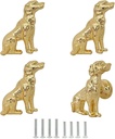 Cabinet Knobs, Vintage Decorative Metal Pet Dog Knobs Pulls Handles for Closet Door Drawer Cupboard, Antique Dresser Knobs Kitchen Home Hardware Furniture Handle Single Hole 4Pcs (Gold)