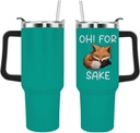 Personalized Tumbler Oh! For Fox Sake Tumbler 40 oz Tumbler with Lid and Straw Insulated Tumbler Stainless Steel, White2