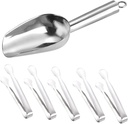 Happyyami 1 Set Stainless Steel Ice Cube Scoop with Tongs Food Shovel and Serving Tongs for Ice Rice Candy Beans and More for Buffets Bbqs and Parties