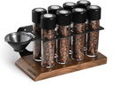 MHW-3BOMBER Single Dose Coffee Bean Storage Tubes, 8 pcs, Coffee Bean Cellars with One-Way Exhaust Valve,Espresso Dosing Vials with Walnut Stand & Hopper, C5152-OS