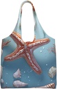 Shell Starfish Canvas Tote Bag Reusable Grocery Bags Shopping Bags Large Canvas Bags with Handles