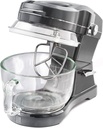 Kenmore 500W Oviation Stand Mixer - 10 Speed Mixing, Tilt-Head, Handheld Glass Bowl With Pouring Top Splash Guard, Flat Beater, Whisk, Dough Hook Attachments Countertop Kitchen Appliance, 5QT Grey