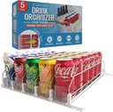 Drink Organizer for Fridge (Holds up to 30 Cans) - Self-Pushing Fridge Drink Organizer with 5 Adjustable Rows - Automatic Soda Can Dispenser for Refrigerator - Fits 12 oz to 20 oz