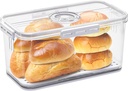 Bread Bin,Bread Bins for Kitchen,Bread Box with Airtight Lid,Bread Storage,Corner Large Bread Bin,Time Recording Bread Container for Homemade Bread,Bagel,Cookies,Bakery Loaf,Fruit,Vegetables (White)