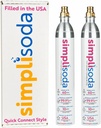 60L CO2 Canister Cylinders - Compatible with Quick Connect Only [Including ART, TERRA ENSO & DUO] - Soda Streaming Machine CO2 Tanks Gas Refill, | 14.5 oz, Set of 2