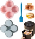 Reusable Silicone Air Fryer Egg Mold, Non-Stick Air Fryer Baking Pan, Silicone Muffin Pans for Baking, Hamburger Bun Pan, Air Fryer Accessories, 4 Cavity 2 Pcs egg molds,6.5inch