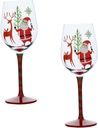 2pcs Festive Wine Glasses Santa and Elk Design Christmas Tree Goblets for Holiday Parties and Celebrations