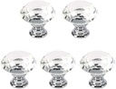5 Pack Crystal Glass Cabinet Knobs-30mm Diamond Shape Pulls Handles for Drawer Dresser Kitchen Wardrobe Bathroom Cabinet Desk - YL00008 (Clear)