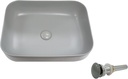 Kingsman 20 Inch Bathroom Rectangular Vessel Sink Above Counter Porcelain Ceramic Top Mount Art Basin With Matching Pop-up Drain (Matte Grey)