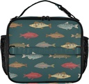 Fish Pattern Kids Lunch bag Insulated Lunch Box Mini Cooler Back to School Meal Tote Bag for Girls Boys