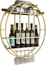 Industrial Wine Rack Wall Mounted with Wine Glass Rack, Metal Hanging Wine Glass Display Holde, Wall Mounted Wine Stemware Rack for Kitchen Dining Room Bar Wine Cellar Ch,/Gold 60cm