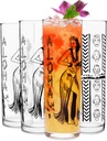 Libbey Zombie Clear Glass Tumbler Set, Vintage-Style Tiki Drinking Glasses Set of 4, Exotic, Tall Drinking Glass Cups for Backyard Luau or Pool Party