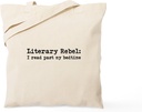 CafePress Literary Rebel Tote Bag Reusable Natural Beige Canvas Shopping Bag