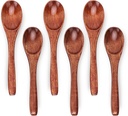 6in Wooden Spoons, 6pcs Soup Spoons Set, Small Wooden Utensils for Coffee, Tea, Jam, Sugar, Ice Cream and Bath Salts (6pcs 6in)