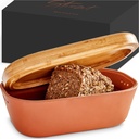 Steinzeit Bread Box Made from Breathable Terracotta (9.8x5.1x3.9 inches) - Keeps Bread Fresh Longer - Bread Box for Kitchen Countertop - Bread Storage for Homemade Sourdough Bread