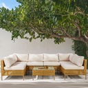 VINGLI 7 Piece Outdoor Patio Furniture Sets, Outdoor Sectional Furniture PE Rattan Wicker Sofa Set, All Weather Patio Conversation Set with Cushion for Backyard, Porch