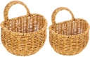 Alipis Handwoven Kitchen Storage Basket Wall Hanging Woven Wall Hanging Basket Small Woven Storage Holder for Fruits Veggies