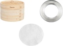 Helen's Asian Kitchen Bamboo Food Steaming Kit Includes Steamer, Liners and Steaming Ring