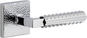 Viaggio QADMHMCON-REB_PSG_238_RH Quadrato Hammered Right Handed Solid Brass Passage Door Lever Set with Contempo Rebar Lever and Quadrato Hammered Backplate - 2-3/8" Backset - Bright Chrome
