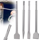 SDS Plus Chisel Set for Rotary Hammer Drills, 4 PCS SDS Chisel Set Includes Point, Flat, Scaling, Tile, 40Cr Steel, Hammer Drill Bits for Brick, Concrete, Block, Masonry