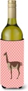 Caroline's Treasures BB7917LITERK Vicugna or Vicuna Pink Check Wine Bottle Hugger Bottle Cooler Sleeve Hugger Machine Washable Collapsible Insulator Beverage Insulated Holder