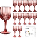 XUWAIDSGN 7oz Plastic Vintage Rose Gold Drinking Glasses Pink Wine Glasses Unbreakable Wedding Glassware Crystal Water Goblets Reusable Drinkware Vintage Champagne Flutes (16, Rose Gold)