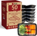 Reli. 28 oz Meal Prep Containers w/Lids - 50 Pack | Leftover To Go, Takeout | Microwave Safe | Disposable Containers for Food Storage | Take Home/Lunch/Meal Planning | Plastic | Black
