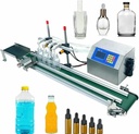 Liquid Filling Machine 4 Automatic Heads, 150W 10-500ml with Conveyor Belt, Filling Bottles for Beer/Cosmetics/Wine, Stainless Steel Diaphragm Pump, 4h1200
