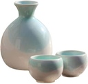 Sake Cup Light Sky Blue Ceramic Sake Cup Craft Sake Cup/Cold/Hot/Tea/Sake Cup 3-Piece Set Sake Pots