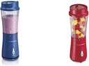 Hamilton Beach Personal Smoothie Blender With 14 Oz Travel Cup And Lid, Blue 51132 & Hamilton Beach Personal Blender for Shakes and Smoothies with 14oz Travel Cup and Lid, Red (51101RV)