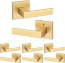 Kwikset Singapore Interior Passage Door Handle, Lever for Closet and Hallway Doors, Reversible Non-Locking Handle Lever, Satin Brass, with Microban Protection (Pack of 4)