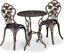 Relaxdays Garden Furniture Set, 3 Pieces, Round Table, 2 Chairs, Antique Metal Design, Cast Aluminium, Vintage Bronze