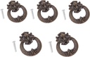 dophee 5Pcs Vintage Bronze Drop Ring Knobs Pulls, Single Hole Decorative Handles with Screws for Drawer Kitchen Cabinet Cupboard Dresser Wooden Box, 1.73"x2.40"