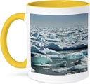 3dRose Ice covering the ocean surface at lower Baffin Island, area around Hudson Strait and Labrador Sea. 15oz Two-Tone Yellow Mug