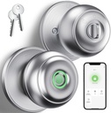 GeekTale Fingerprint Door Lock, Smart Lock with App, Biometric Door Lock, Thumbprint Door Knob, Smart Fingerprint Door Knob for Bedroom, Office, Apartment