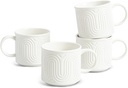 INSETLAN 12oz White Ceramic Coffee Mugs Set of 4 – Vintage Arch Stoneware Coffee Cups for Coffee, Latte, Cappuccino, Cocoa, Hot Tea & More – Dishwasher & Microwave Safe